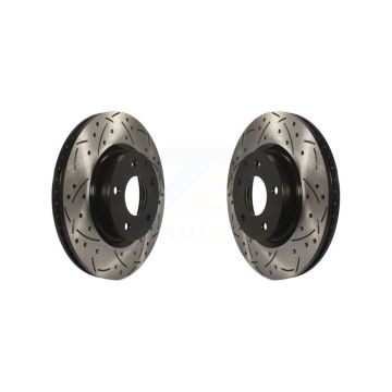 Front Coated Drilled Slotted Disc Brake Rotors Pair For Mazda 3 CX-3 Sport KD-100093