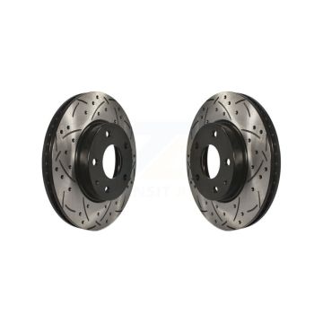 Front Coated Drilled Slotted Disc Brake Rotors Pair For Mazda 3 CX-3 Sport KD-100095