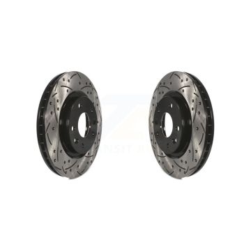 Front Coated Drilled Slotted Disc Brake Rotors Pair For Nissan Rogue Sport Qashqai LEAF KD-100096
