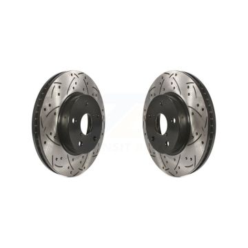 Front Coated Drilled Slotted Disc Brake Rotors Pair For 2015-2019 Subaru Legacy 2.5L KD-100099