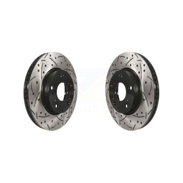 Front Coated Drilled Slotted Disc Brake Rotors Pair For Honda Civic Accord Insight KD-100100