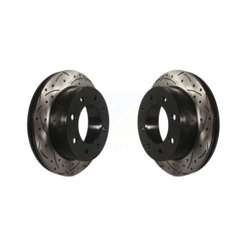 Rear Coated Drilled Slot Disc Brake Rotors Pair For GMC Chevrolet Savana 3500 2500 Express KD-100105