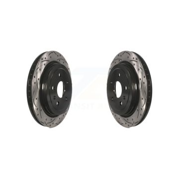 Rear Coated Drilled Slotted Disc Brake Rotors Pair For Chevrolet Camaro Cadillac CTS KD-100109