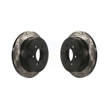 Rear Coated Drilled Slotted Disc Brake Rotors Pair For Ford F-150 Lincoln Mark LT KD-100115