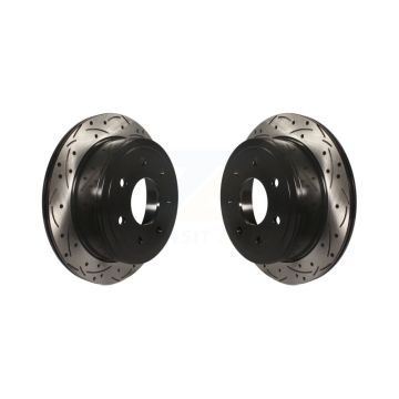Rear Coated Drilled Slotted Disc Brake Rotors Pair For Ford F-150 Lincoln Mark LT KD-100116