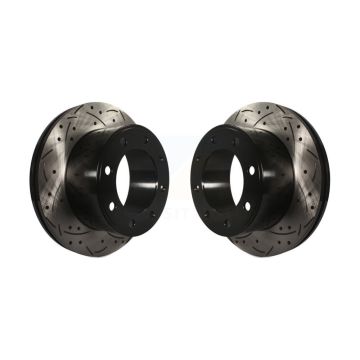 Rear Coated Drilled Slot Disc Brake Rotors Pair For 2005-2012 Ford F-350 Super Duty F-250 KD-100119