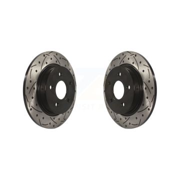 Rear Coated Drilled Slotted Disc Brake Rotors Pair For Ford Focus KD-100122
