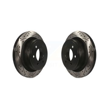 Rear Coated Drilled Slotted Disc Brake Rotors Pair For Ford F-150 KD-100123