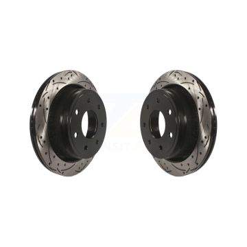 Rear Coated Drilled Slot Disc Brake Rotors Pair For 2012-2014 Ford F-150 With 7 Lug Wheels KD-100124