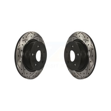 Rear Coated Drilled Slotted Disc Brake Rotors Pair For Ford Escape Transit Connect C-Max KD-100126