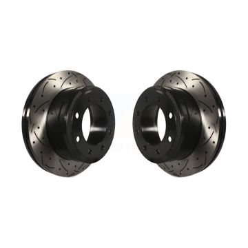 Rear Coated Drilled Slotted Disc Brake Rotors Pair For Ford F-350 Super Duty F-250 KD-100129