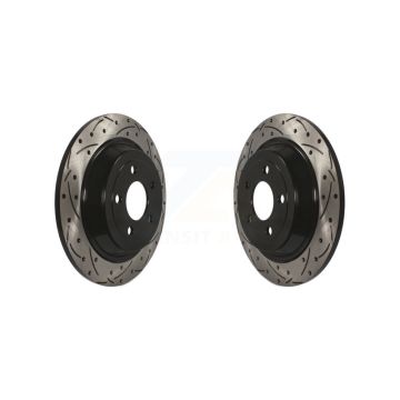 Rear Coated Drilled Slotted Disc Brake Rotors Pair For Ford Mustang KD-100130