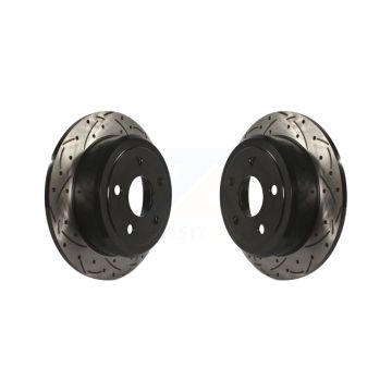 Rear Coated Drilled Slotted Disc Brake Rotors Pair For Jeep Wrangler JK KD-100137