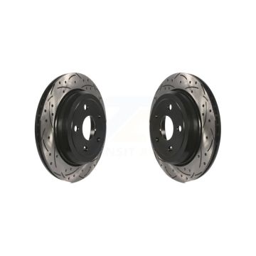 Rear Coated Drilled Slotted Disc Brake Rotor Pair For Jeep Grand Cherokee Dodge Durango WK KD-100142