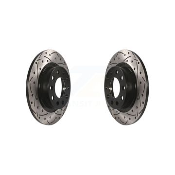 Rear Coated Drilled Slotted Disc Brake Rotors Pair For 2013-2016 Dodge Dart KD-100144