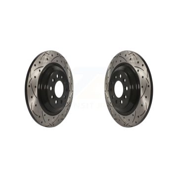 Rear Drilled Slot Brake Rotors Pair For 14-23 Jeep Cherokee With Dual Piston Front Caliper KD-100146