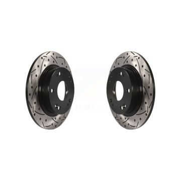 Rear Coated Drilled Slotted Disc Brake Rotors Pair For Honda Civic Acura CSX ILX KD-100153