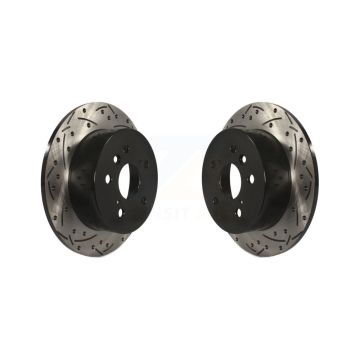 Rear Coated Drilled Slotted Disc Brake Rotors Pair For Toyota Camry Lexus ES350 Avalon KD-100155
