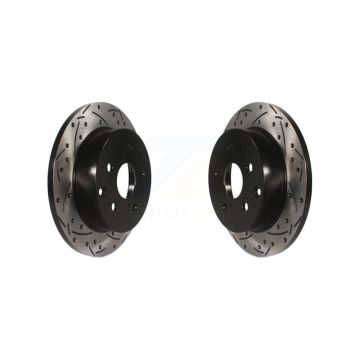 Rear Coated Drilled Slotted Disc Brake Rotors Pair For Toyota RAV4 Lexus HS250h KD-100156
