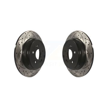 Rear Coated Drilled Slotted Disc Brake Rotors Pair For Honda Odyssey Pilot Acura MDX ZDX KD-100158