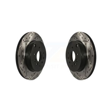Rear Coated Drilled Slotted Disc Brake Rotors Pair For 2007-2015 Mazda CX-9 KD-100160
