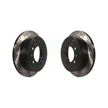 Rear Drilled Slot Disc Brake Rotor Pair For Toyota Tundra Sequoia Lexus LX570 Land Cruiser KD-100161