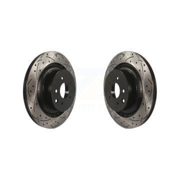 Rear Coated Drilled Slotted Disc Brake Rotors Pair For INFINITI G37 Nissan 370Z Q60 Z KD-100166