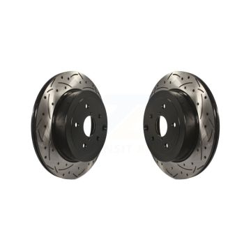 Rear Coated Drilled Slotted Disc Brake Rotors Pair For Subaru Impreza WRX STI KD-100167