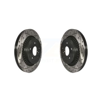 Rear Coated Drilled Slotted Disc Brake Rotors Pair For 2010-2017 Volvo XC60 KD-100173