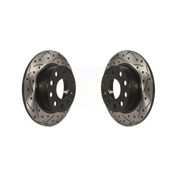 Rear Drill Slot Brake Rotors Pair For Volkswagen Jetta Beetle Golf Alltrack Eos SportWagen KD-100178