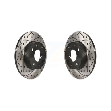 Rear Coated Drilled Slotted Disc Brake Rotors Pair For Fiat 500 KD-100182