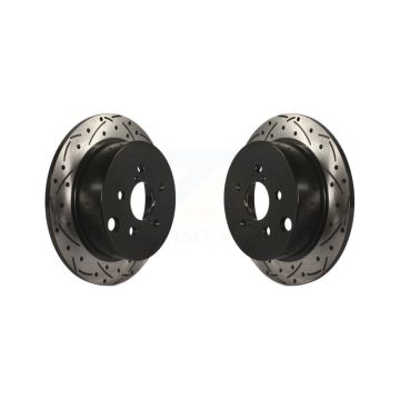 Rear Coated Drilled Slotted Disc Brake Rotor Pair For Subaru Crosstrek Impreza Forester XV KD-100185