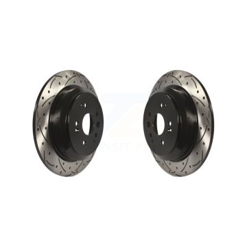 Rear Coated Drilled Slotted Disc Brake Rotors Pair For 2014-2016 Acura MDX KD-100190