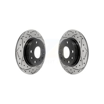 Rear Coated Drilled Slotted Disc Brake Rotors Pair For Mazda 3 CX-30 Sport CX-3 KD-100193