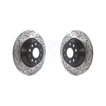 Rear Coat Drill Slot Disc Brake Rotors Pair For Volkswagen Tiguan Jetta Audi Q3 Quattro TT KD-100195