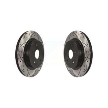 Rear Coated Drilled Slotted Disc Brake Rotors Pair For Subaru Outback WRX Legacy KD-100196