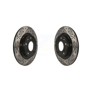 Rear Coated Drilled Slotted Disc Brake Rotors Pair For 2016-2018 Mazda CX-3 KD-100197