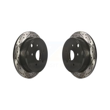 Rear Coated Drilled Slotted Disc Brake Rotors Pair For Subaru WRX KD-100198