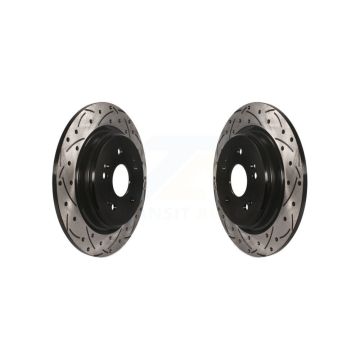 Rear Coated Drilled Slotted Disc Brake Rotors Pair For Honda CR-V Acura TLX KD-100199