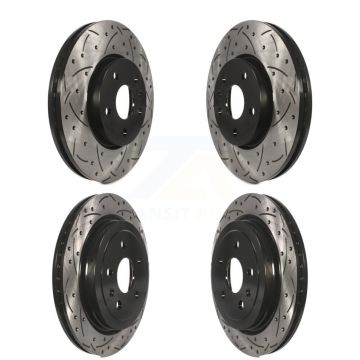 Front Rear Coated Drilled Slot Disc Brake Rotors Kit For 2010-2015 Chevrolet Camaro LT LS KD-100208
