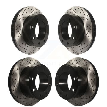 Front Rear Coated Drilled Slotted Disc Brake Rotors Kit For Ford F-350 Super Duty F-250 KD-100216