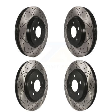 Front Rear Coated Drilled Slotted Disc Brake Rotors Kit For Ford Mustang KD-100218