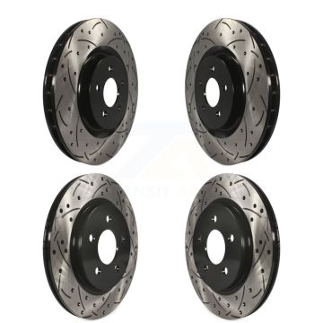 Front Rear Coated Drilled Slotted Disc Brake Rotors Kit For Ford Mustang KD-100219