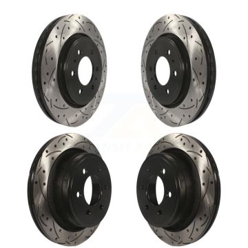 Front Rear Coated Drilled Slotted Disc Brake Rotors Kit For Ford F-150 KD-100222