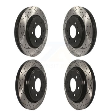 Front Rear Drill Slot Brake Rotor Kit For 2015-2017 Ford F-150 With Electric Parking KD-100223