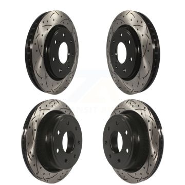 Front Rear Coat Drill Slot Disc Brake Rotor Kit For 2012-2014 Ford F-150 With 7 Lug Wheels KD-100227