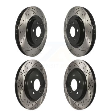 Front Rear Coated Drilled Slotted Disc Brake Rotors Kit For Ford Mustang KD-100228