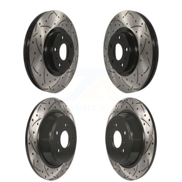 Front Rear Coated Drilled Slotted Disc Brake Rotors Kit For Ford Fusion Lincoln MKZ KD-100234
