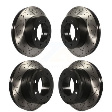 Front Rear Coated Drilled Slotted Disc Brake Rotor Kit For Ford F-250 Super Duty F-350 4WD KD-100236