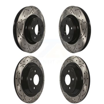 Front Rear Coated Drill Slot Disc Brake Rotors Kit For 2015-2017 Ford Mustang V6 with 3.7L KD-100237